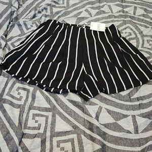 black and white striped shorts